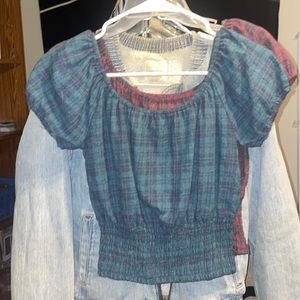 Plaid Scrunch Top Size XS